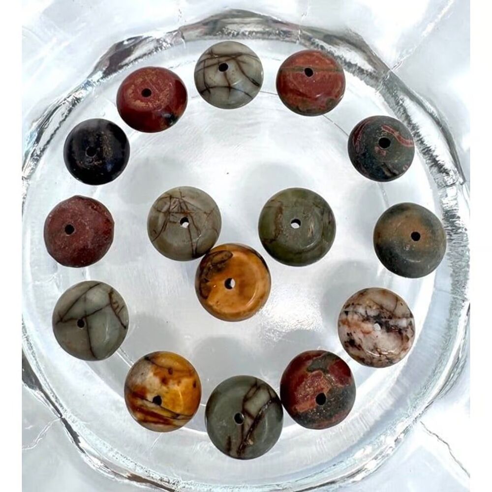 15pcs Beads for Jewelry #21980 Picture Jasper Stone Beads - 4 set left - Picture 1 of 3